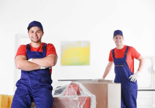 Moving van and packed boxes for a Clapham home removal