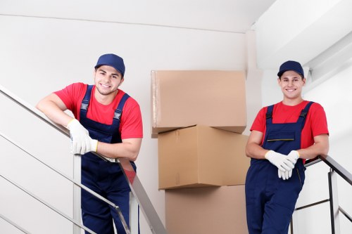 Professionals loading household items into a removals van