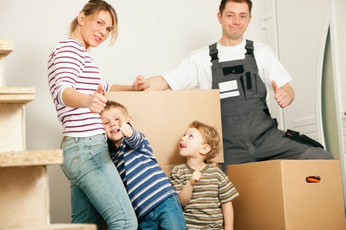 Packed household boxes ready for a Clapham removals service